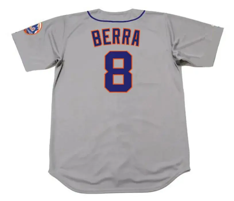 YOGI BERRA New York Mets 1965 Away Majestic Baseball Throwback Jersey 