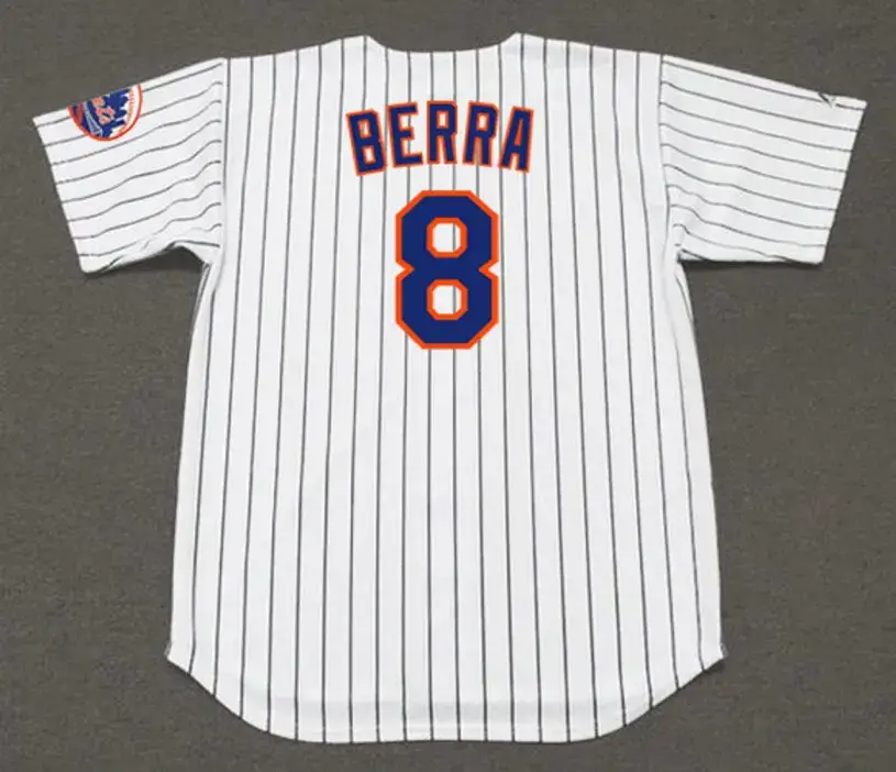 YOGI BERRA New York Mets 1965 Home Majestic Baseball Throwback Jersey 