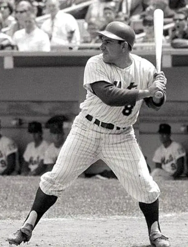 YOGI BERRA New York Mets 1965 Home Majestic Baseball Throwback Jersey 