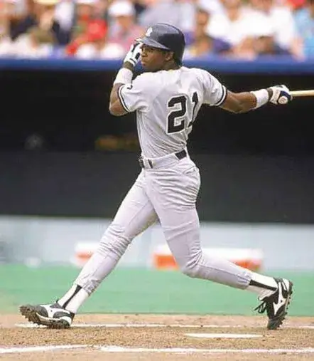 DEION SANDERS New York Yankees 1990 Away Majestic Throwback Baseball Jersey 
