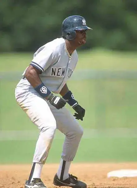 DEION SANDERS New York Yankees 1990 Away Majestic Throwback Baseball Jersey 