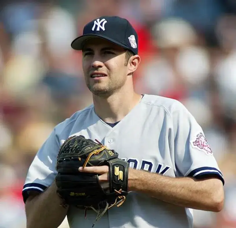 MIKE MUSSINA New York Yankees 2003 Away Majestic Throwback Baseball Jersey 