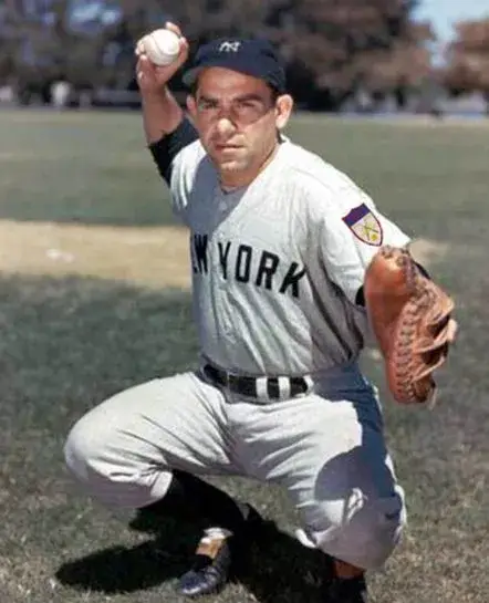 YOGI BERRA New York Yankees 1951 Majestic Cooperstown Throwback Away Jersey 
