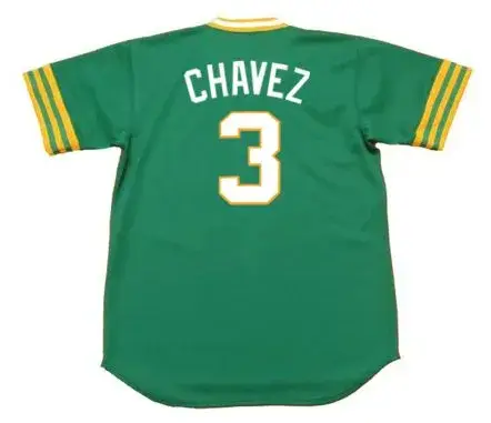 ERIC CHAVEZ Oakland Athletics 1973 Majestic Throwback Baseball Jersey 