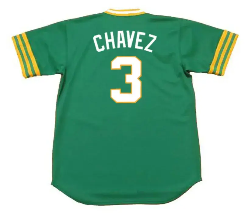 ERIC CHAVEZ Oakland Athletics 1973 Majestic Throwback Baseball Jersey 
