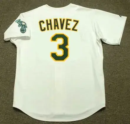 ERIC CHAVEZ Oakland Athletics 2002 Home Majestic Baseball Throwback Jersey 