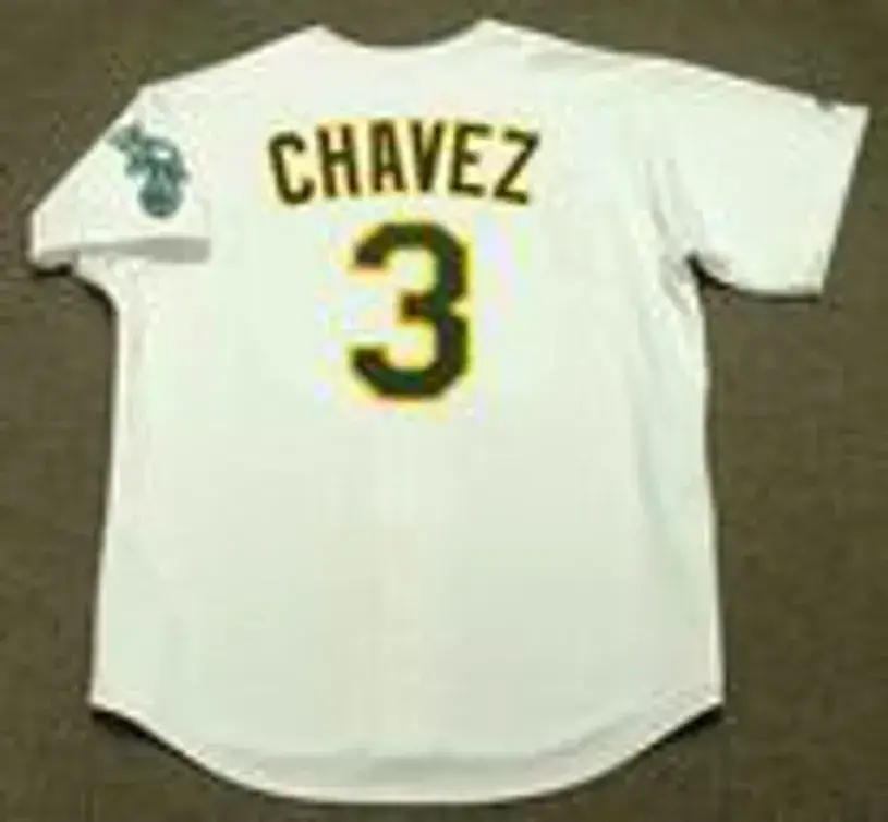 ERIC CHAVEZ Oakland Athletics 2002 Home Majestic Baseball Throwback Jersey 