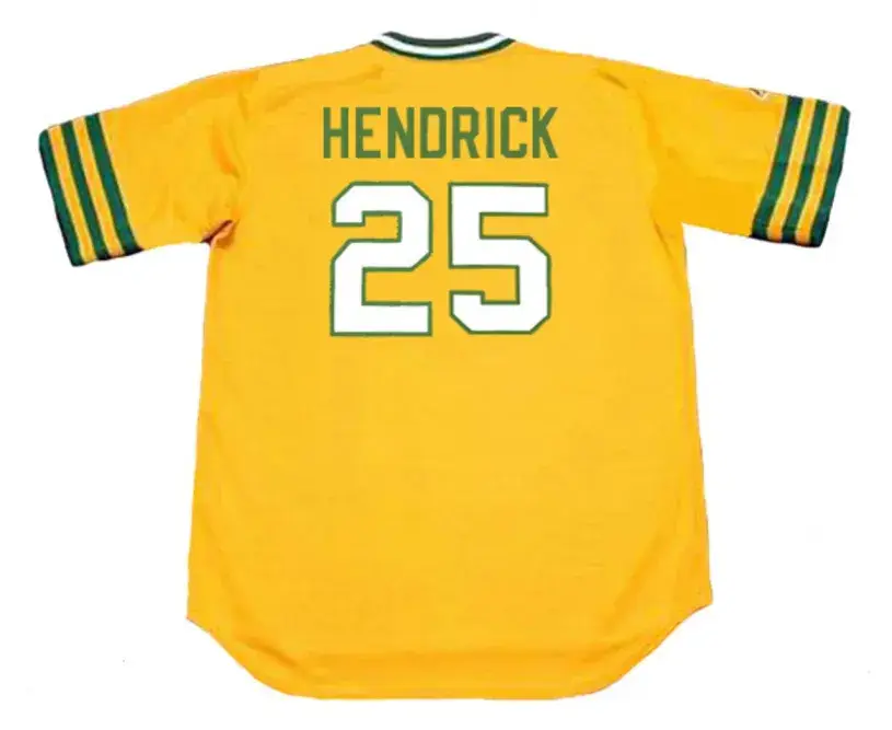 GEORGE HENDRICK Oakland Athletics 1972 Majestic Cooperstown Baseball Jersey 