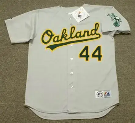 JASON ISRINGHAUSEN Oakland Athletics 2001 Away Majestic Throwback Baseball Jersey