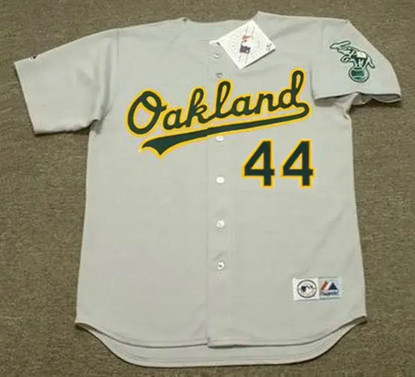JASON ISRINGHAUSEN Oakland Athletics 2001 Away Majestic Throwback Baseball Jersey