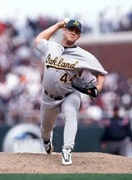 JASON ISRINGHAUSEN Oakland Athletics 2001 Away Majestic Throwback Baseball Jersey 