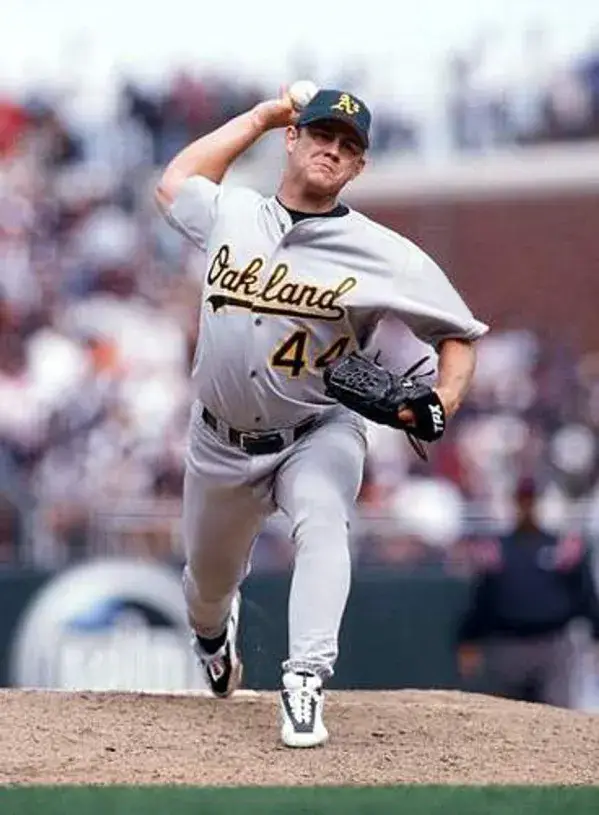 JASON ISRINGHAUSEN Oakland Athletics 2001 Away Majestic Throwback Baseball Jersey 