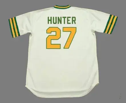 JIM “CATFISH” HUNTER Oakland Athletics 1973 Home Majestic Throwback Baseball Jersey 