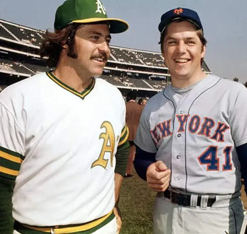 JIM “CATFISH” HUNTER Oakland Athletics 1973 Home Majestic Throwback Baseball Jersey 