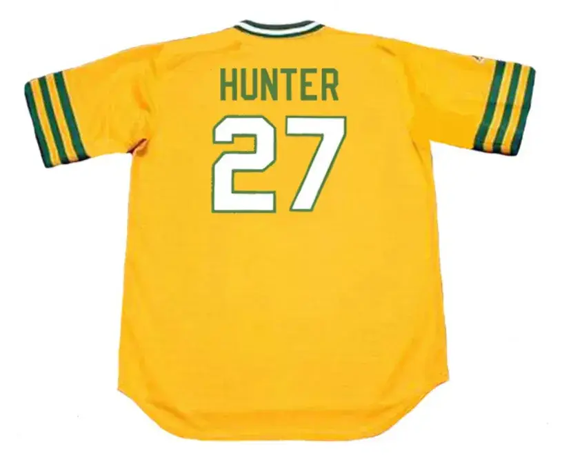 JIM “CATFISH” HUNTER Oakland Athletics 1973 Majestic Throwback Baseball Jersey 