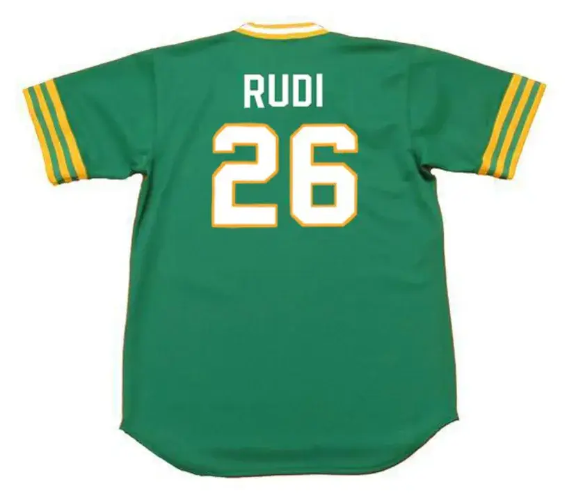 JOE RUDI Oakland Athletics 1973 Majestic Cooperstown Away Baseball Jersey 