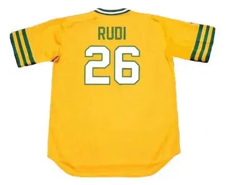 JOE RUDI Oakland Athletics 1973 Majestic Throwback Throwback Baseball Jersey 
