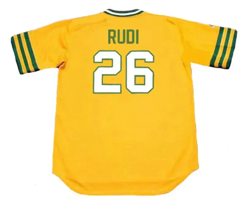 JOE RUDI Oakland Athletics 1973 Majestic Throwback Throwback Baseball Jersey 