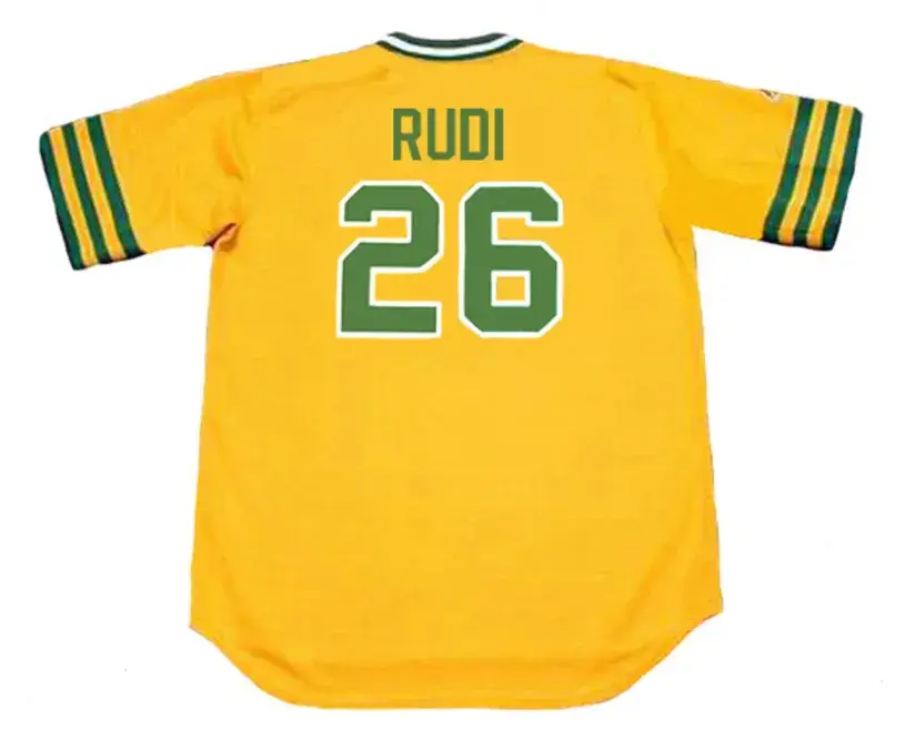 JOE RUDI Oakland Athletics 1974 Majestic Cooperstown Throwback Baseball Jersey 
