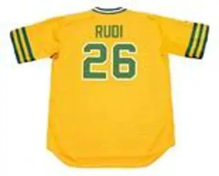 JOE RUDI Oakland Athletics 1974 Majestic Cooperstown Throwback Baseball Jersey 