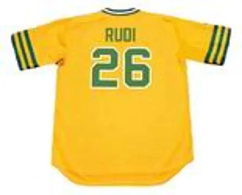 JOE RUDI Oakland Athletics 1974 Majestic Cooperstown Throwback Baseball Jersey 