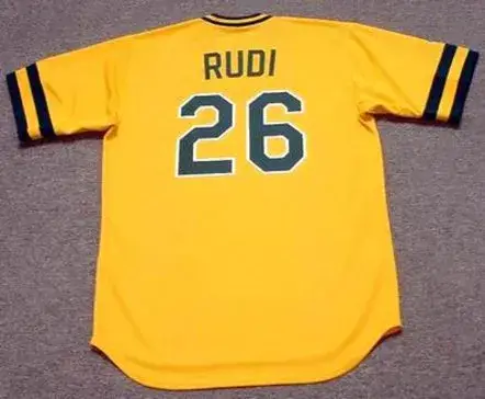 JOE RUDI Oakland Athletics 1982 Majestic Cooperstown Throwback Baseball Jersey 