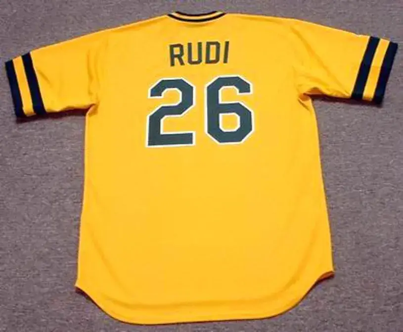 JOE RUDI Oakland Athletics 1982 Majestic Cooperstown Throwback Baseball Jersey 