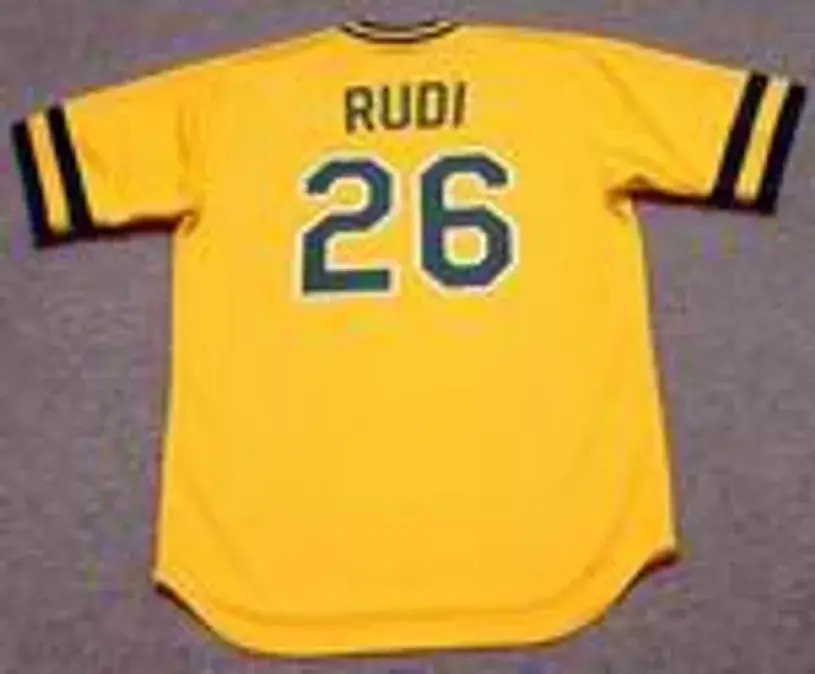 JOE RUDI Oakland Athletics 1982 Majestic Cooperstown Throwback Baseball Jersey 