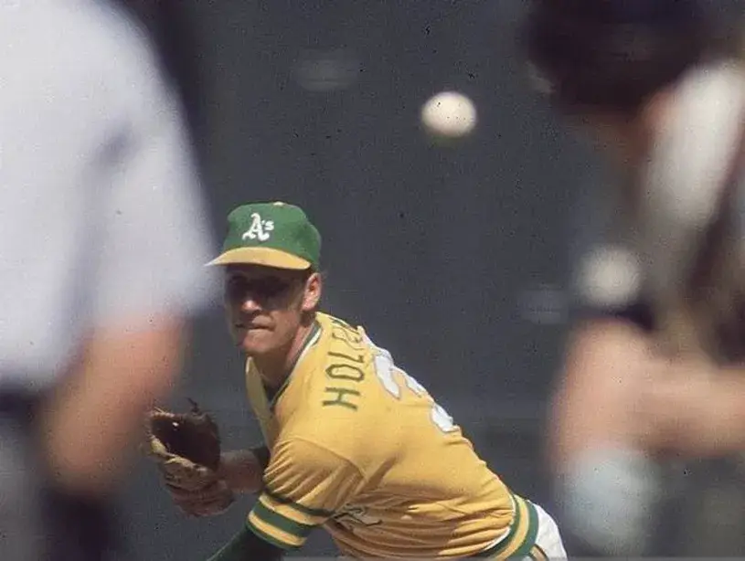KEN HOLTZMAN Oakland Athletics 1972 Majestic Cooperstown Baseball Jersey 