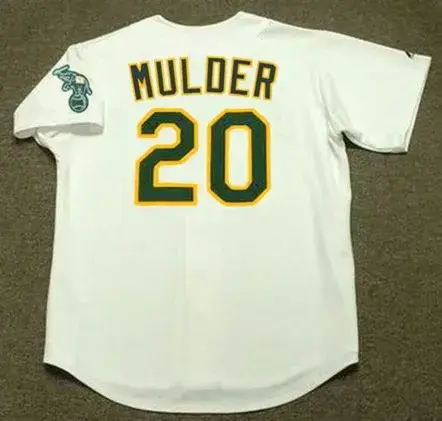 MARK MULDER Oakland Athletics 2002 Home Majestic Baseball Throwback Jersey 