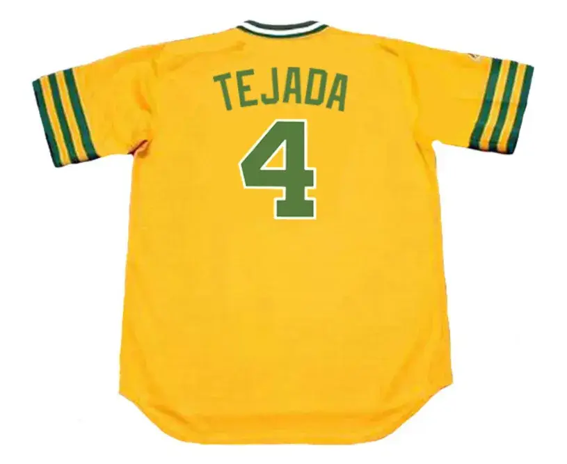 MIGUEL TEJADA Oakland Athletics 1974 Majestic Throwback Baseball Jersey 