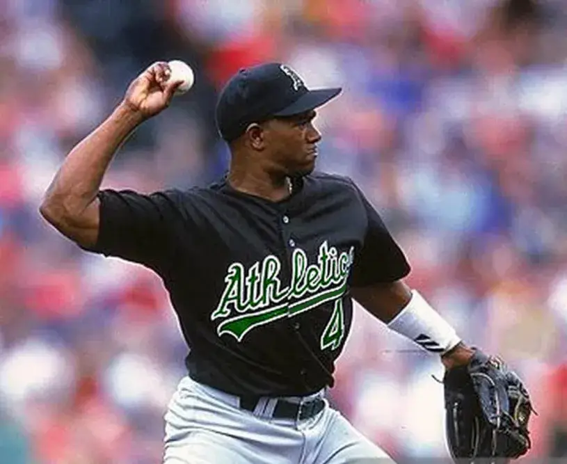 MIGUEL TEJADA Oakland Athletics 2000 Majestic Throwback Baseball Jersey 