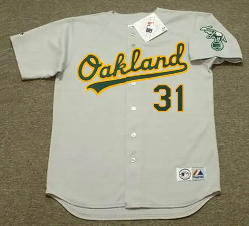 MIKE PIAZZA Oakland Athletics 2007 Away Majestic Throwback Baseball Jersey