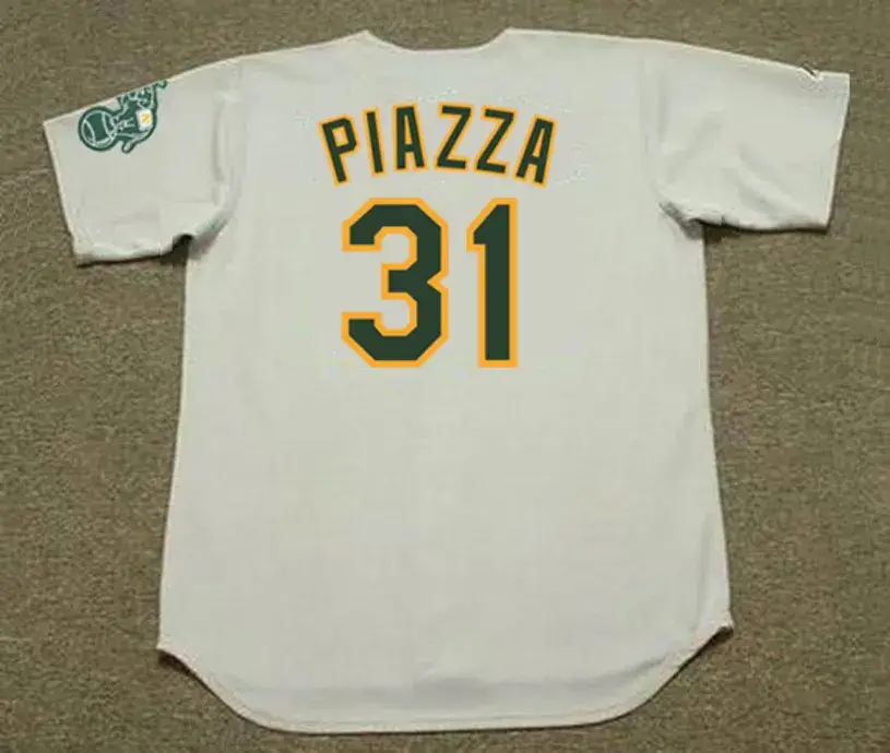 MIKE PIAZZA Oakland Athletics 2007 Away Majestic Throwback Baseball Jersey 