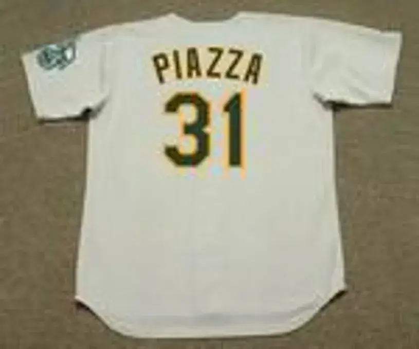 MIKE PIAZZA Oakland Athletics 2007 Away Majestic Throwback Baseball Jersey 