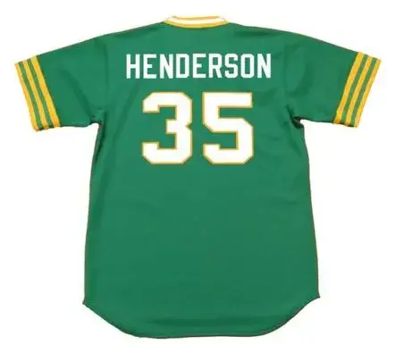 RICKEY HENDERSON Oakland Athletics 1980 Away Majestic Baseball Throwback Jersey 