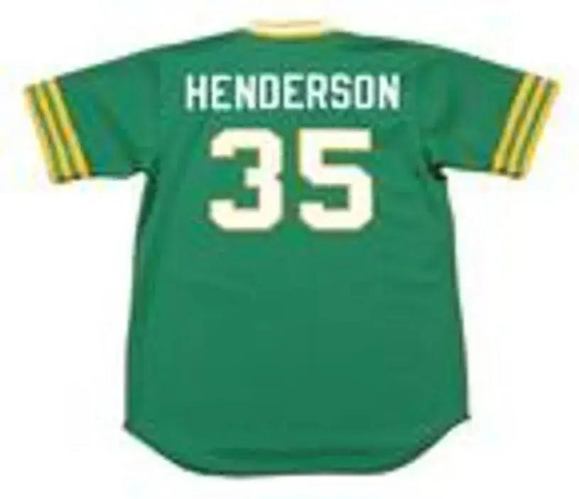 RICKEY HENDERSON Oakland Athletics 1980 Away Majestic Baseball Throwback Jersey 