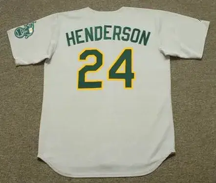 RICKEY HENDERSON Oakland Athletics 1990 Away Majestic Baseball Throwback Jersey 