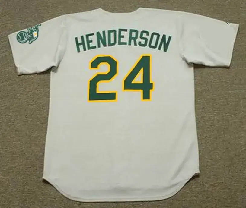 RICKEY HENDERSON Oakland Athletics 1990 Away Majestic Baseball Throwback Jersey 