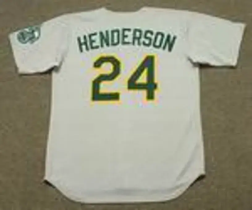 RICKEY HENDERSON Oakland Athletics 1990 Away Majestic Baseball Throwback Jersey 