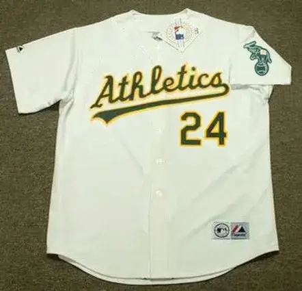 RICKEY HENDERSON Oakland Athletics 1990 Home Majestic Baseball Throwback Jersey