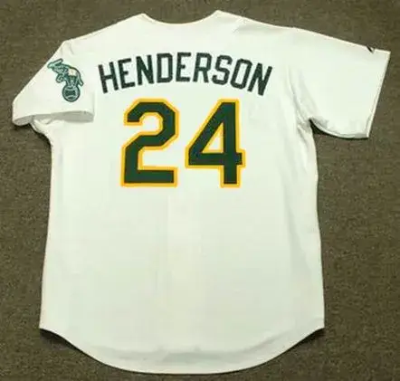 RICKEY HENDERSON Oakland Athletics 1990 Home Majestic Baseball Throwback Jersey 
