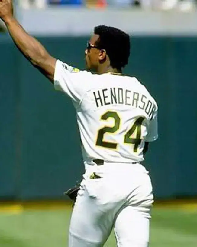 RICKEY HENDERSON Oakland Athletics 1990 Home Majestic Baseball Throwback Jersey 