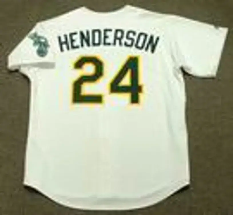 RICKEY HENDERSON Oakland Athletics 1990 Home Majestic Baseball Throwback Jersey 