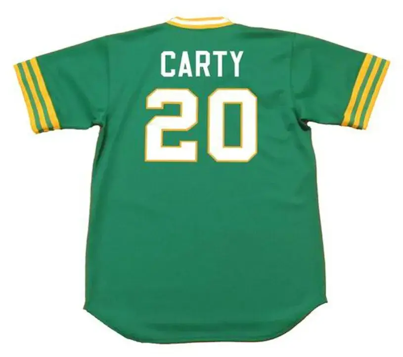 RICO CARTY Oakland Athletics 1973 Majestic Cooperstown Away Baseball Jersey 