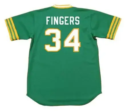 ROLLIE FINGERS Oakland Athletics 1973 Majestic Cooperstown Away Baseball Jersey 