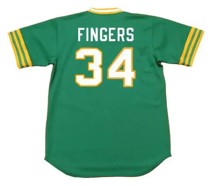 ROLLIE FINGERS Oakland Athletics 1973 Majestic Cooperstown Away Baseball Jersey 