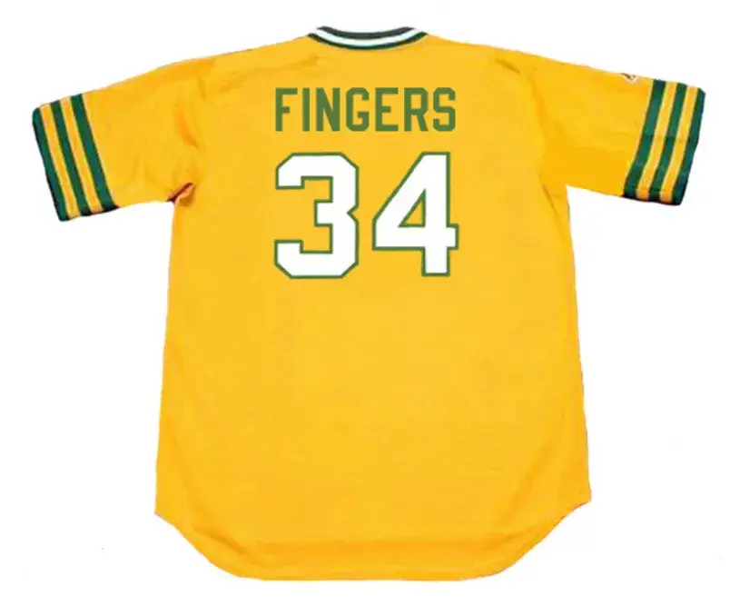 ROLLIE FINGERS Oakland Athletics 1973 Majestic Throwback Baseball Jersey 