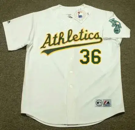 TERRY STEINBACH Oakland Athletics 1989 Home Majestic Baseball Throwback Jersey
