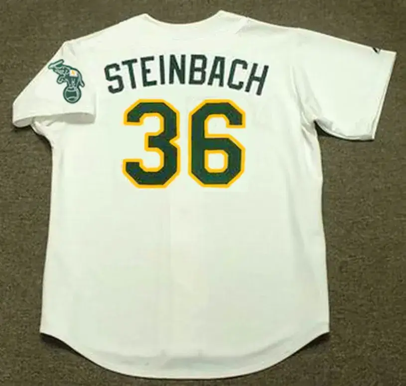 TERRY STEINBACH Oakland Athletics 1989 Home Majestic Baseball Throwback Jersey 